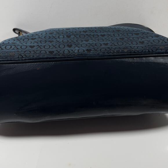 Large Vintage XOXO Hobo Blue Black Letters Brass Studded Y2K Zippered Tote Bag - Picture 8 of 16